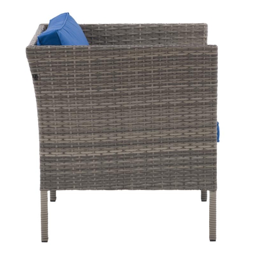CorLiving Patio Armchair - Blended Grey with Blue Cushions