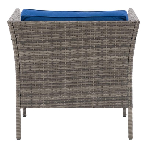 CorLiving Patio Armchair - Blended Grey with Blue Cushions
