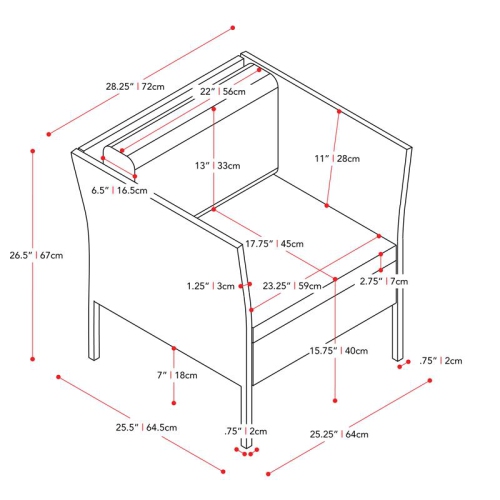 CorLiving Patio Armchair - Blended Grey with Blue Cushions