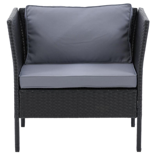 Fauteuil de patio - Finition noire / Coussins gris cendre