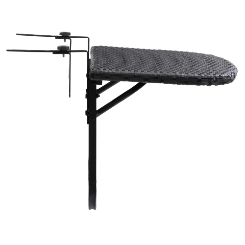 CorLiving Parksville Black Rattan Foldable Balcony Table
