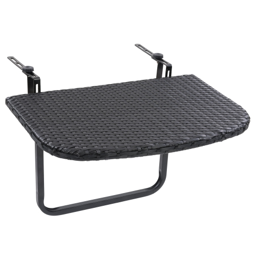 CorLiving Parksville Black Rattan Foldable Balcony Table