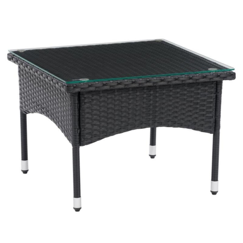 CorLiving Parksville Black Rattan Side Table
