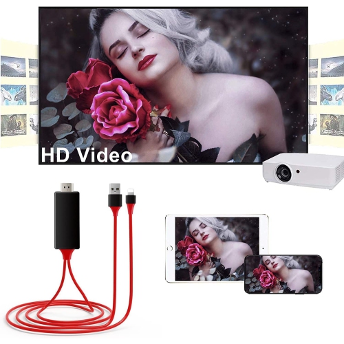 Câble adaptateur Lightning vers HDMI, câble iPhone vers HDMI pour iPhone, iPad Air/mini/Pro, iPod touch, compatible iOS 11 - SuperShield