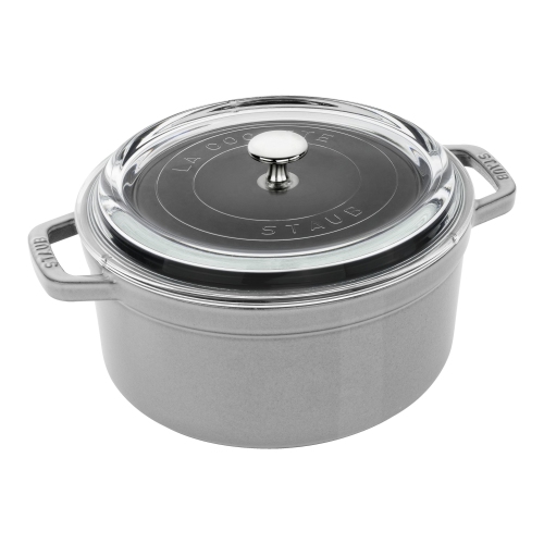 STAUB Cocotte ronde en fonte avec couvercle en verre la Cocotte, 3.8
