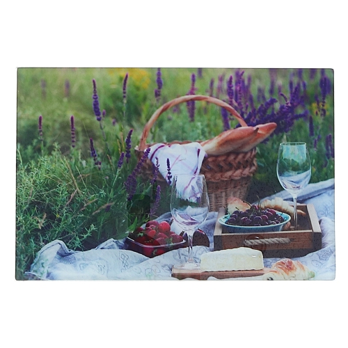 Maison Concepts Print En Verre À Découper Pique-Nique Sur Lavender Field - Ensemble De 2