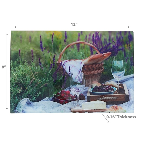 Maison Concepts Print En Verre À Découper Pique-Nique Sur Lavender Field - Ensemble De 2