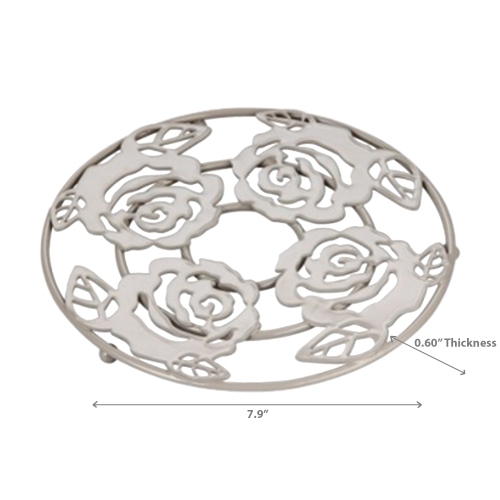 Maison Concepts White Rose Round Trivet - Set of 2