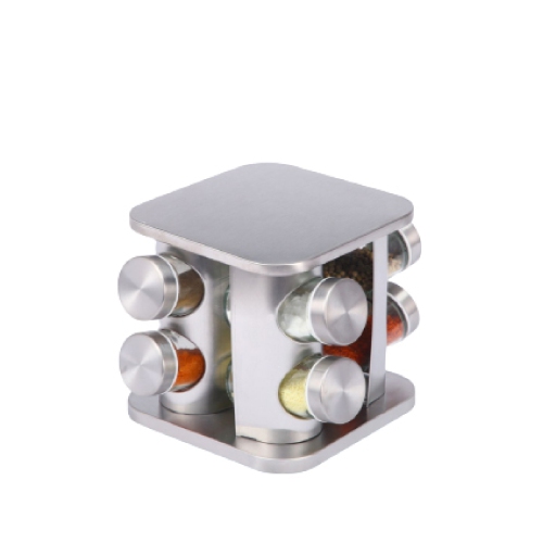 MAISON CONCEPTS  Stainless Steel Rotating Rack With 8 Spice Jars