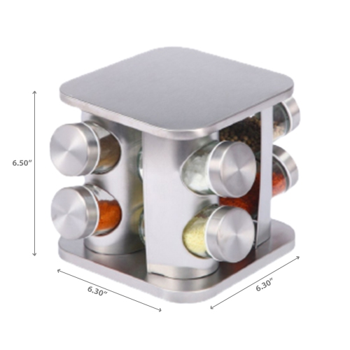 Maison Concepts Stainless Steel Rotating Rack With 8 Spice Jars