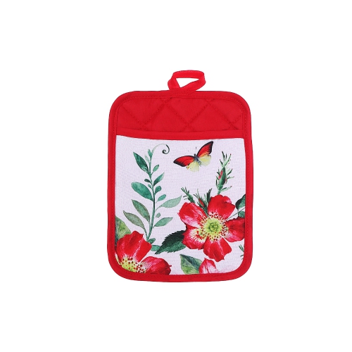 Maison Concepts Pot Holder Avec Poche Fleurie Rouge Floral - Ensemble De 6