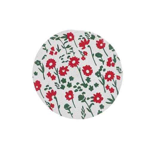 Maison Concepts Printed Round Cotton Rope Placemat Red Floral - Set of 12