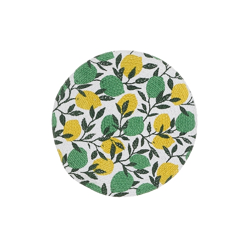 Maison Concepts Printed Round Cotton Rope Placemat Lemon Branches - Set of 12