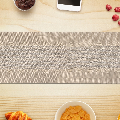 Maison Concepts Vinyl Table Runner 72" Diamond Band Gold - Set of 2
