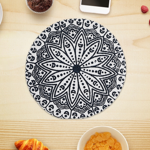 Maison Concepts Printed Round Cotton Rope Placemat Blue Mandala - Set of 12
