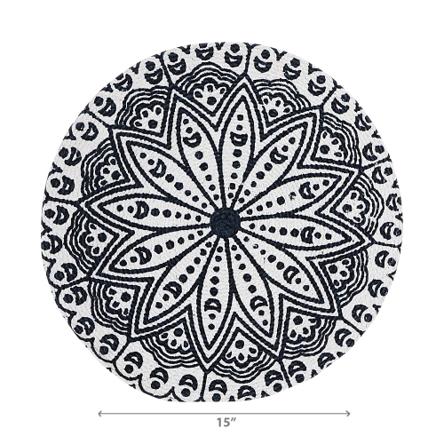 Maison Concepts Printed Round Cotton Rope Placemat Blue Mandala - Set of 12