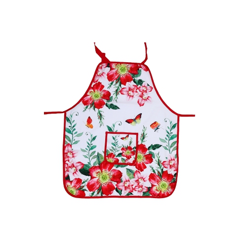 Tablier De Décoration Ih Casa Avec Poche Florale Rouge Ardente - Ensemble De 2