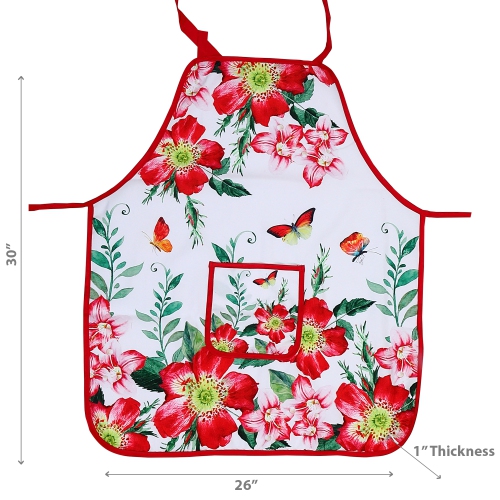 Tablier De Décoration Ih Casa Avec Poche Florale Rouge Ardente - Ensemble De 2