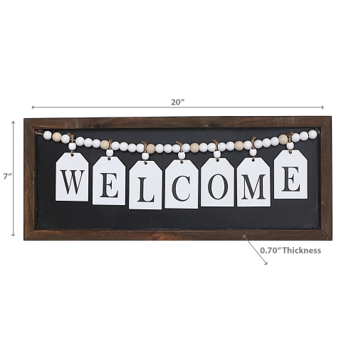 Maison Concepts Framed Wood Hanging Beaded Welcome Sign