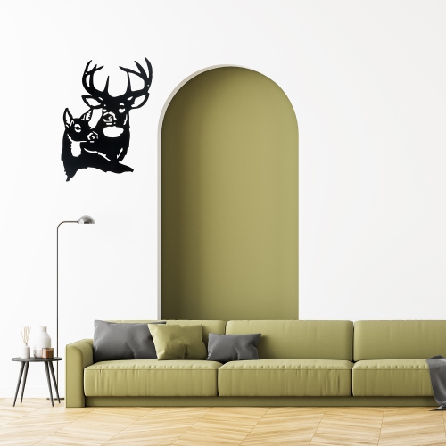 Maison Concepts Metal Black Wall Decor Double Deer