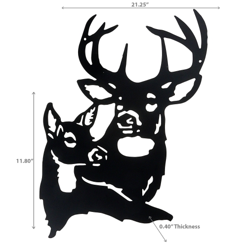 Maison Concepts Metal Black Wall Decor Double Deer