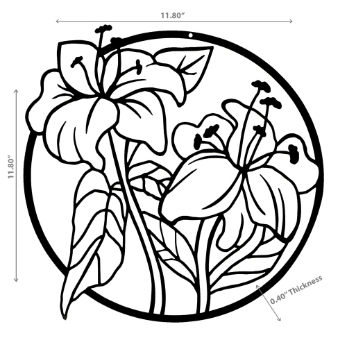 Maison Concepts Metal Black Wall Decor Lilies