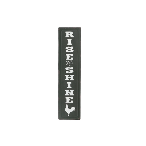 Maison Concepts Vertical Embossed Metal Sign Rise And Shine