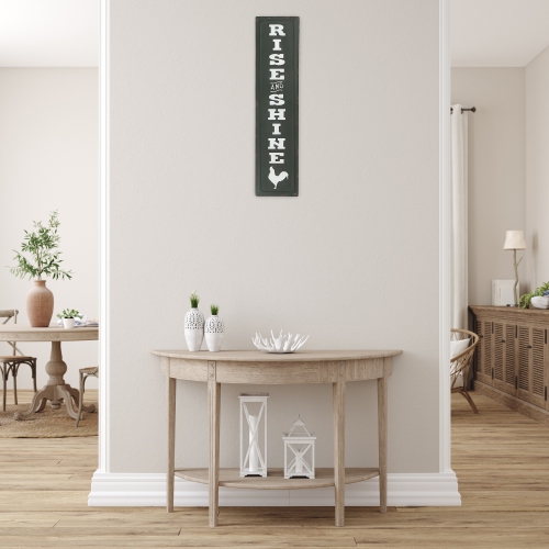 Maison Concepts Vertical Embossed Metal Sign Rise And Shine