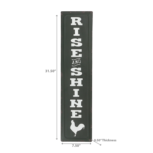 Maison Concepts Vertical Embossed Metal Sign Rise And Shine