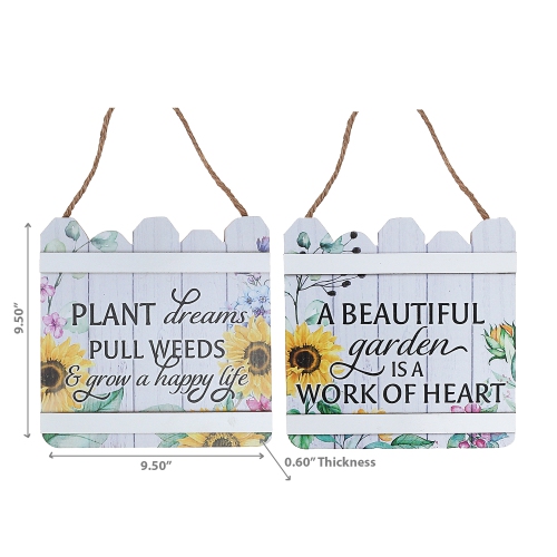Maison Concepts Wood Fence Shaped Floral Sign Asstd - Set of 2