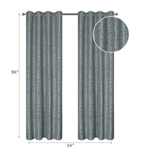 Maison Concepts Jacquard Panel W 8 Grom Bowties Charcoal 96" - Set of 2