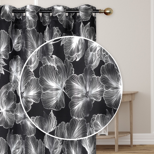 Maison Concepts Foil Print Panel W 8 Grom Hibiscus Black 84" - Set of 2