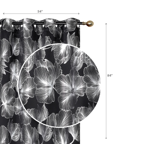 Maison Concepts Foil Print Panel W 8 Grom Hibiscus Black 84" - Set of 2