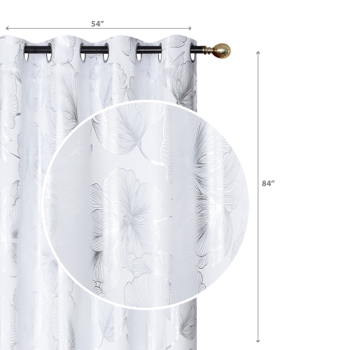 Maison Concepts Foil Print Panel W 8 Grom Hibiscus White 84" - Set of 2