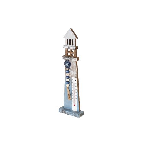 Maison Concepts Lighthouse With Beaded Garland And Thermometer 18"