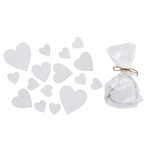 MAISON CONCEPTS  16PC Assorted Size Wood Ornaments Heart - Set Of 2 In White