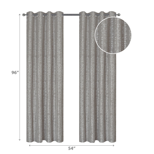 Maison Concepts Jacquard Panel W 8 Grom Bowties Taupe 96" - Set of 2