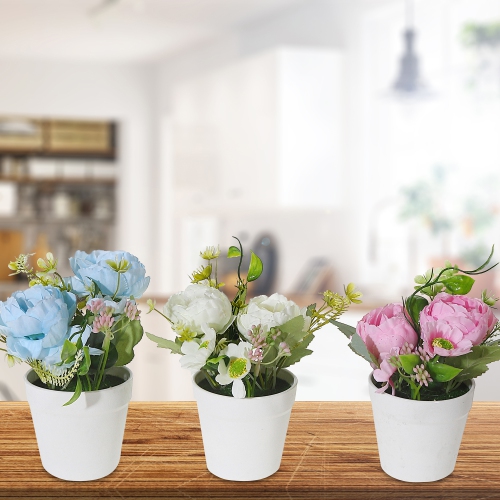 Maison Concepts Artificial Peony In White Pot Asstd - Set of 3