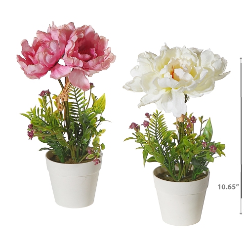 Maison Concepts Artificial Peony In Plastic Pot Asstd - Set of 2