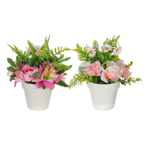 Maison Concepts Artificial Bouquet In Plastic Pot Asstd - Set of 2