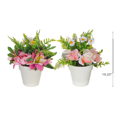 Maison Concepts Artificial Bouquet In Plastic Pot Asstd - Set of 2