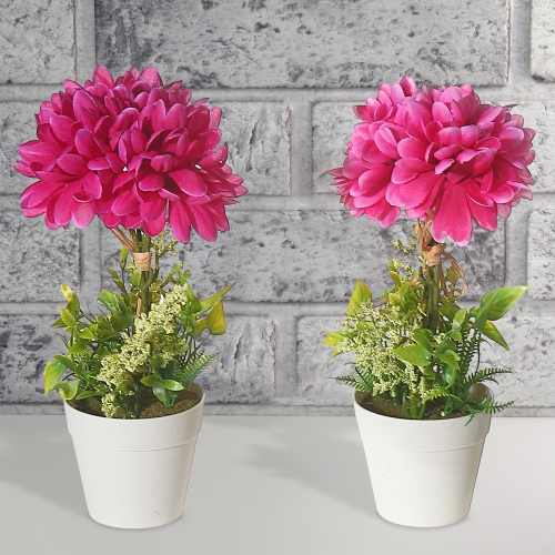 Maison Concepts Artificial Chrysanthemum In Plastic Pot Asstd - Set of 2