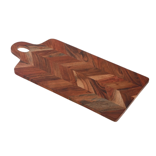 Maison Concepts Acacia Wood Rect. Chevron Serving Board With Handle