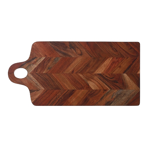 Maison Concepts Acacia Wood Rect. Chevron Serving Board With Handle
