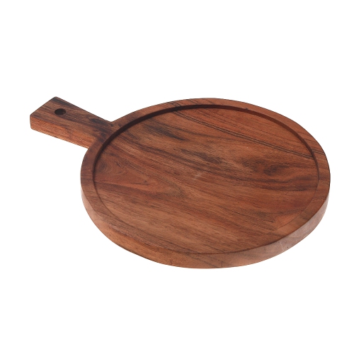 Maison Concepts Acacia Wood Round Serving Tray With Handle