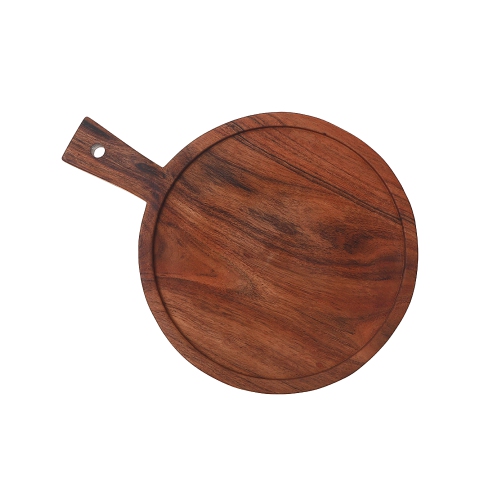 Maison Concepts Acacia Wood Round Serving Tray With Handle