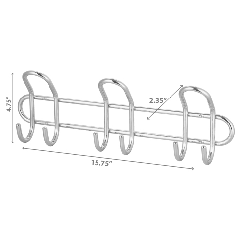 Maison Concepts 6 Hook Heavy Duty Chrome Wall Mount