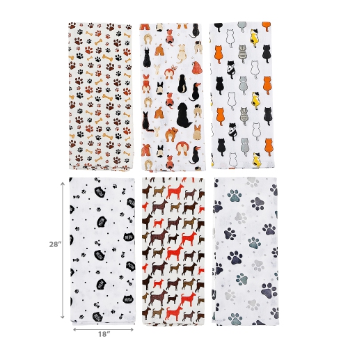 Maison Concepts Printed Kitchen Towel Pet Lovers Asstd - Set of 6
