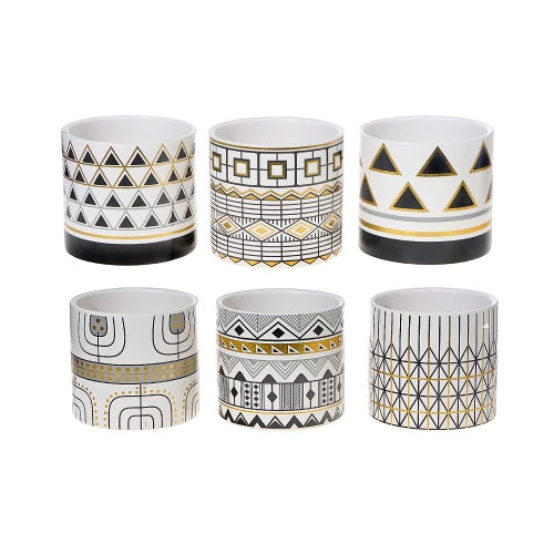 Maison Concepts Ceramic Round Planters Modern Edge 6/Disp - Set of 6