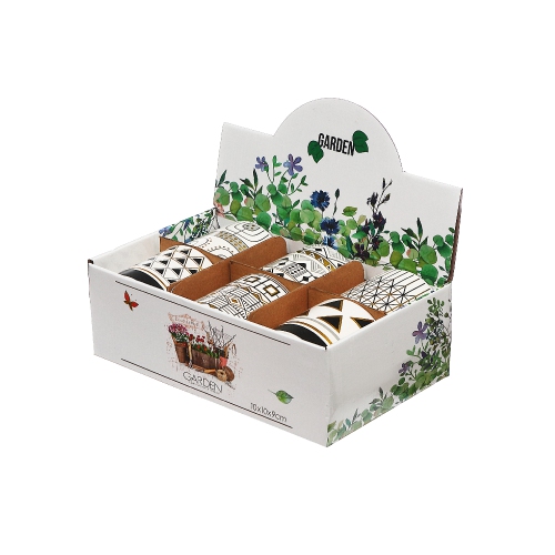 Maison Concepts Ceramic Round Planters Modern Edge 6/Disp - Set of 6